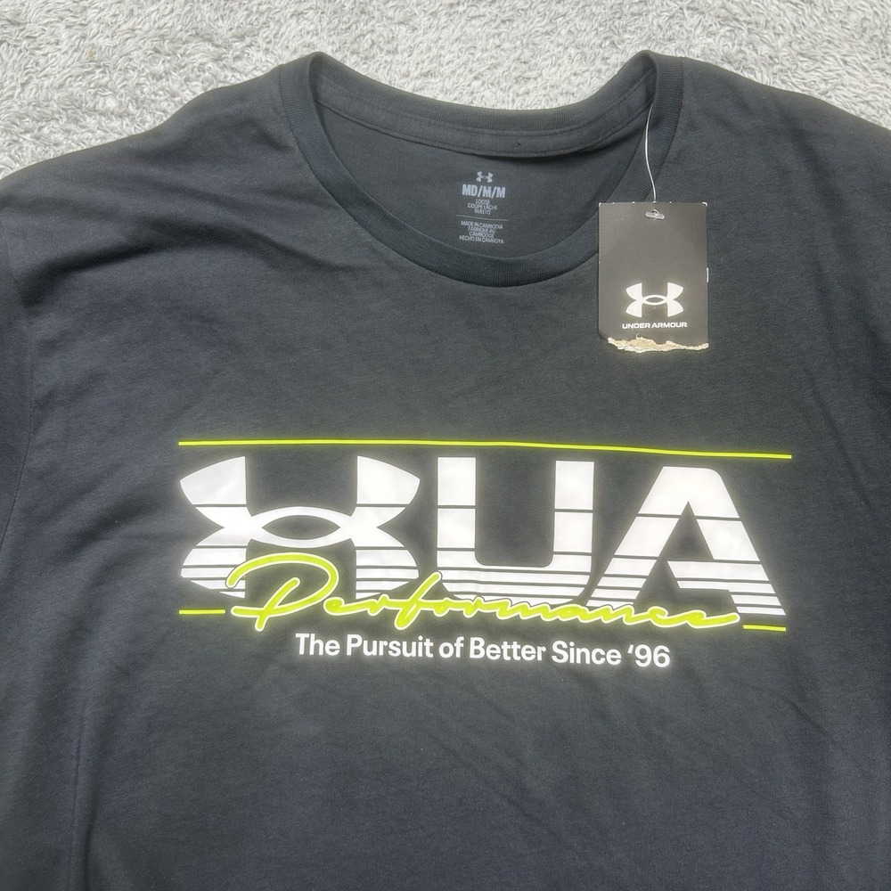 Under Armour T-Shirt Men's M Black Vintage Branded Script Short Sleeve Loose NEW - Picture 5 of 11